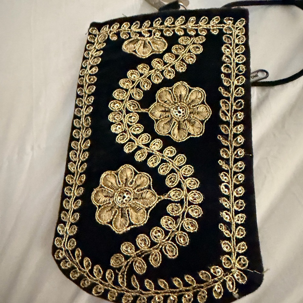 Black and Gold Embroidered Bag